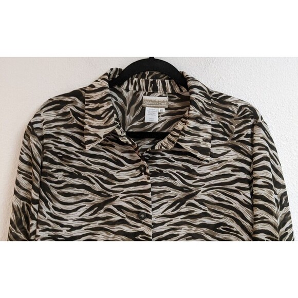 Women's COLDWATER CREEK Animal Print Long Sleeve Button-Up Blouse 1X - Picture 3 of 12